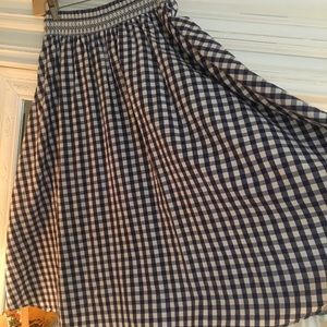 Zara Gingham Navy Midi Skirt
